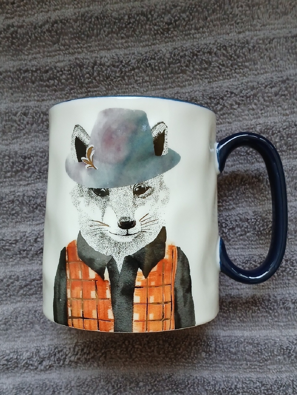 Signature Hipster Fox Stoneware Coffee Mug 14 oz